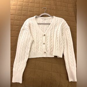 Cropped cream color button-up sweater